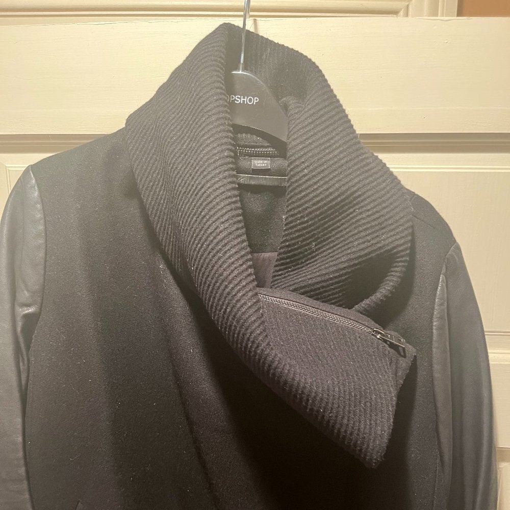 All Saints Leather & Wool Coat